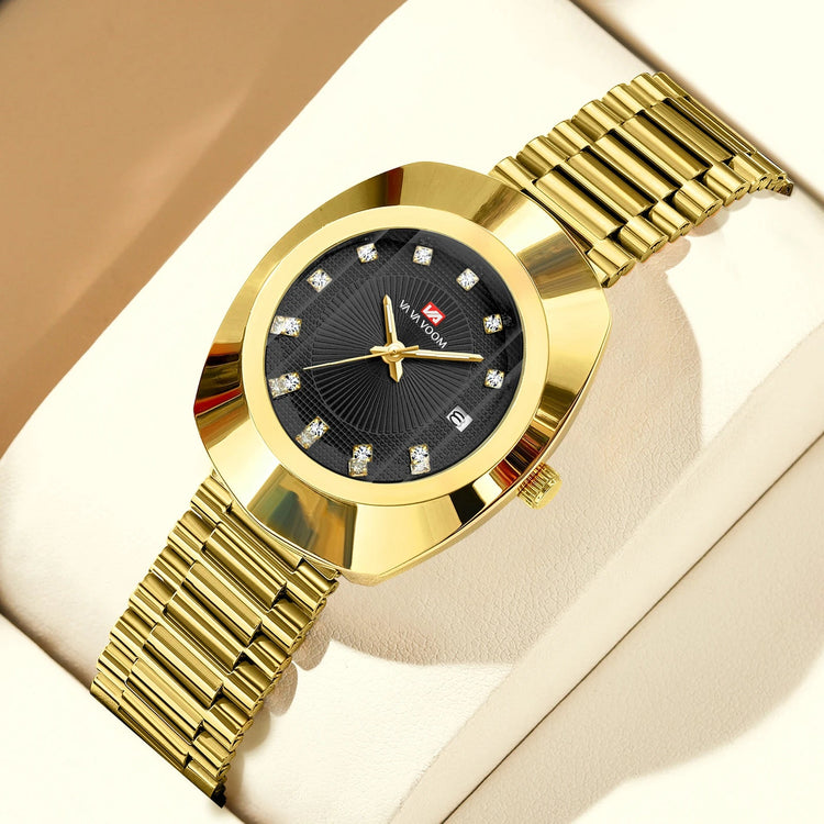 2024 nuove donne orologio ovale 34mm movimento al quarzo in acciaio inossidabile marchio di lusso acqua diamante oro nero vestito casual orologio da banchetto platinumshop