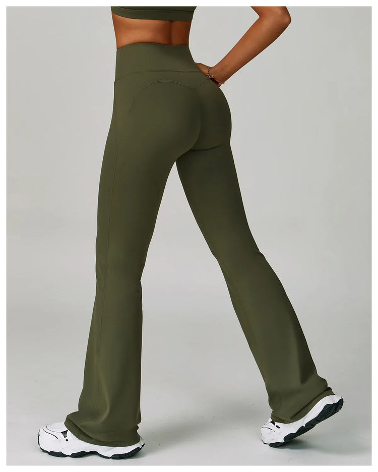 Flared Leggings Women's Wide-leg Pants High Waisted Hip lifting Yoga Pants Quick Drying Running Exercise Fitness Bell bottoms PlatiNum