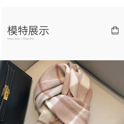 High Quality 100% Pure Wool Scarf Women Classic Chic  Autumn Winter Colorful Plaid Tassel Warm Muffler Female Thermal Shawl Lady
