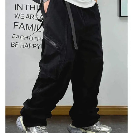 American Streetwear Multi-Pocket Cargo Pants Men High Quality Fashion Baggy Pants Plus Size Black Army Straight-Leg Trousers