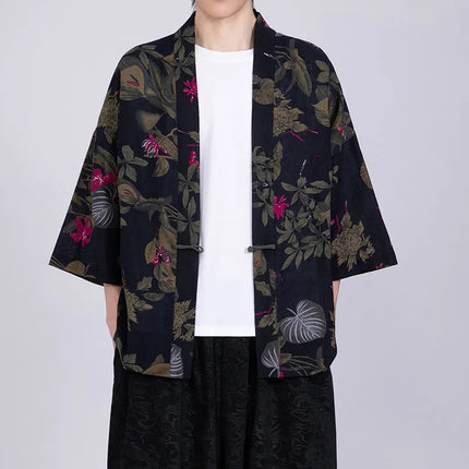 Camicie Uomo Yukata Cosplay Kimono Giapponese Retrò, Camicie Etniche Stampate da Uomo, Camicie in Lino Moda Donna, Blusa Oversize Haori