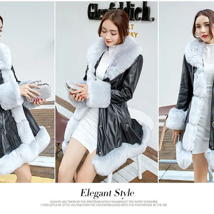 Hot Sale Winter Women's Faux Fur High Quality Faux Sheepskin Coats Keep Warm With Fur Fox Collars Slim Female Furs