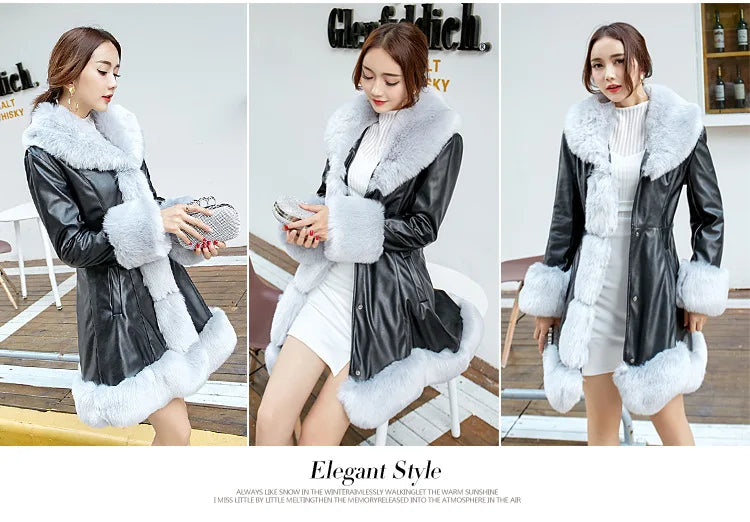 Hot Sale Winter Women's Faux Fur High Quality Faux Sheepskin Coats Keep Warm With Fur Fox Collars Slim Female Furs