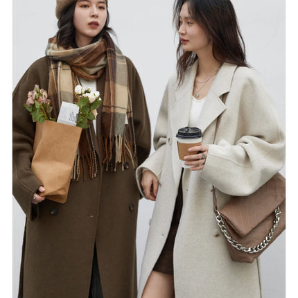 CHIC VEN Women Long Double-sided Woolen Coats Retro Loose Female Overcoat Double Breasted Ladies Windbreak Autumn Winter 2026
