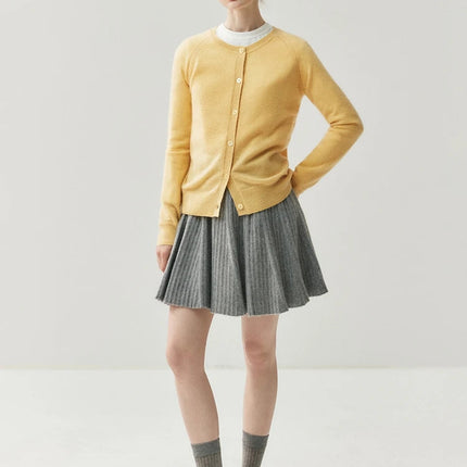 Women 100% Cashmere Skirt High Quality 2026 New Collection Knitwear Spring Winter Korean Popular Skirt Female Pleated Skirt PlatiNum