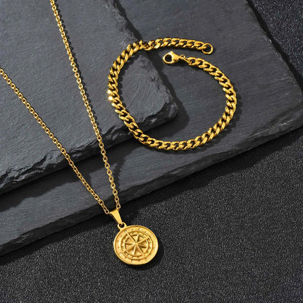 Vnox Set di 2 Pezzi Collana con Ciondolo e Bracciale da Uomo, Set di Gioielli in Acciaio Inossidabile Colore Nero Oro Argento, Regali di Gioielleria alla Moda platinumshop