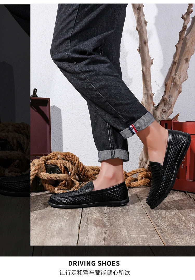 2025 Estate Scava Fuori Penny Mocassini Da Uomo Scarpe Da Barca Traspirante Uomo Mocassini In Pelle Slip On Appartamenti Mens Casual Scarpe Da Guida