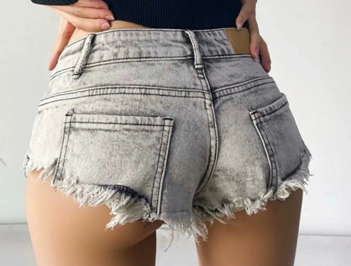 Women Summer Low Waist Denim Shorts Stretchy Short Jeans Hot Pants Sexy Triangle Design Butt Enhancer Casual Streetwear DURIKIES PlatiNum