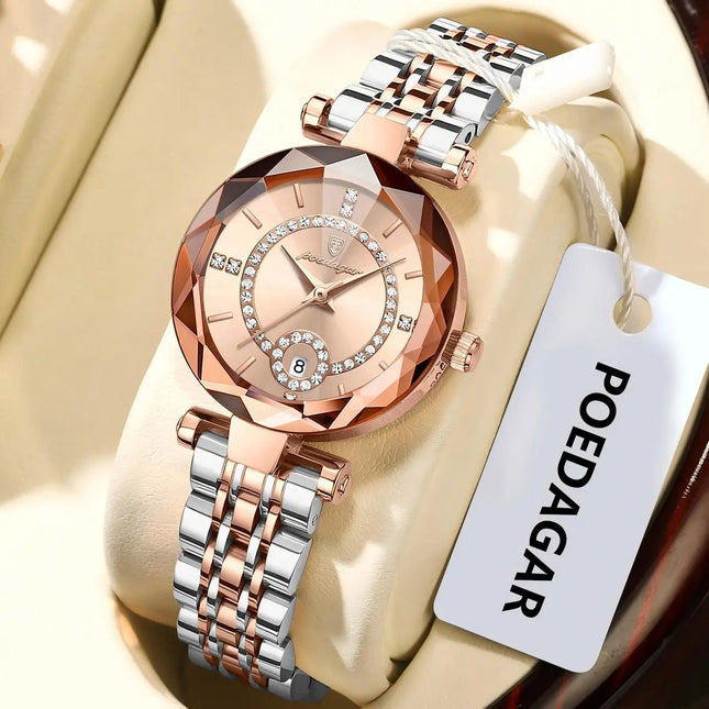 POEDAGAR Orologio da polso originale alla moda per donna Orologio da donna al quarzo con data in acciaio inossidabile impermeabile Orologi da donna casual di lusso platinumshop