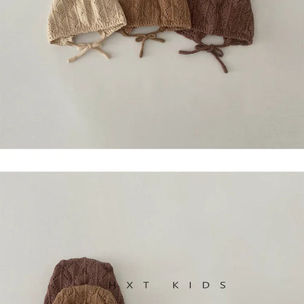 Moda retrò cava bambini cappelli lavorati a maglia fatti a mano all'uncinetto ragazze di fiori genitore-figlio cappello di cotone all'aperto 2024 autunno inverno berretti