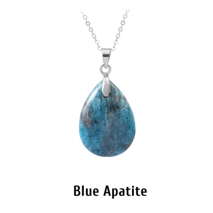 New Fashion Natural Stone Crystal Pendant Teardrop Simple Pendant Necklace Earrings Making Jewelry With Chain collar PlatiNum