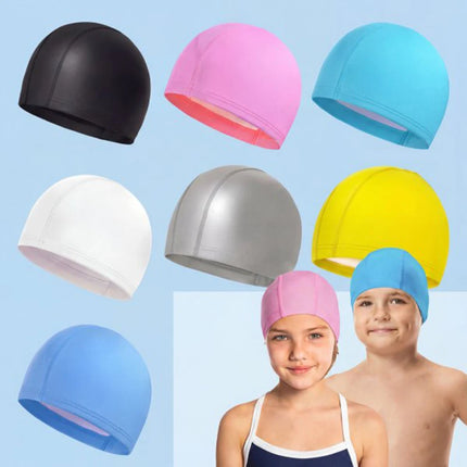 Cuffia da nuoto impermeabile in PU per bambini Adulti Cuffia da sub ad alta elasticità non costruita Protezione per le orecchie dei capelli lunghi Cuffia da nuoto unisex