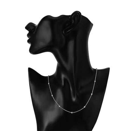 Charm 925 Sterling Silver 16-24 Inches Fine Sweater Bead Chain Women Necklace For Fashion Temperament Jewelry Party Wedding PlatiNum
