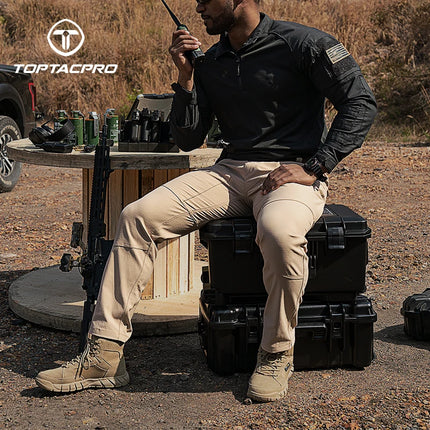 TOPTACPRO Men's Flex Ripstop Water-Resistant Lightweight Stretch Cargo Trousers for EDC Outdoor Work Hiking 8201