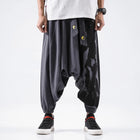 Pantaloni alla moda da uomo Samurai giapponese Ukiyo-e Cintura con stampa Pantaloni stile harem da uomo in cotone e lino Casual Oversize Harajuku Pantaloni a gamba larga da uomo