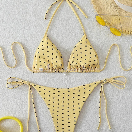 Bikini di Tendenza 2026, Costume da Bagno Sexy con Perle, Micro Bikini a Pois, Abbigliamento da Spiaggia per Donna platinumshop