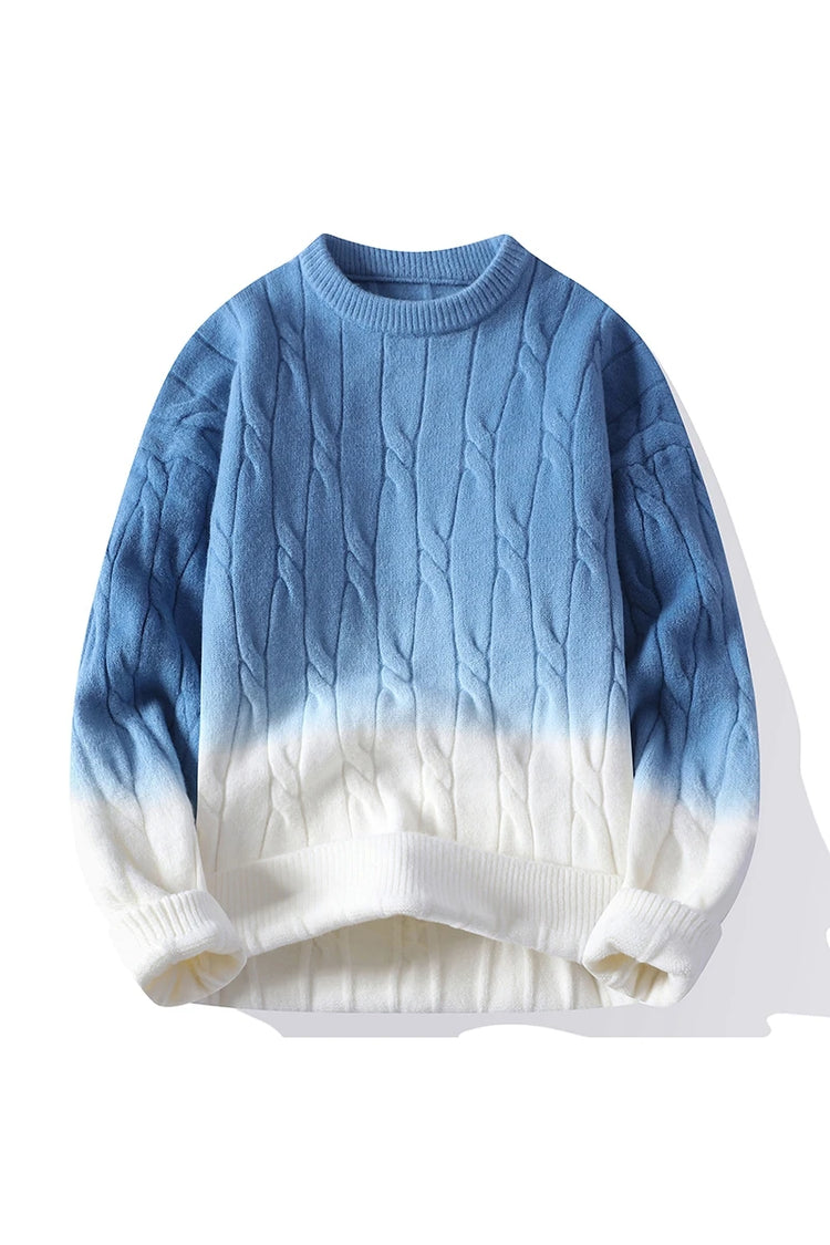 New Trendy Autumn and Winter Jacquard Pattern Pullover Sweater Casual Round Neck Color-Blocking Knit Men's Pullover