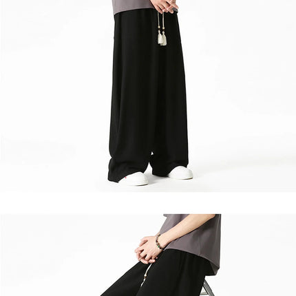 Nuovi pantaloni da uomo Casual comodi pantaloni a gamba larga pantaloni Harun larghi alla moda pantaloni sportivi con coulisse lanterna da uomo taglie forti