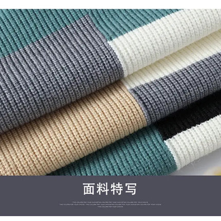 Winter Fashion Sweater Men Patchwork Casual Knit Pullovers Mens Thick Warm Harajuku Loose Knitted Sweaters O-Neck Streetwear Man