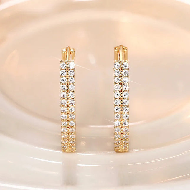 925 Sterling Silver Luxury Full Paved CZ Hoop Earrings for Women Simple Elegant Wedding Party Daily Wear Fashion Jewelry Gifts PlatiNum