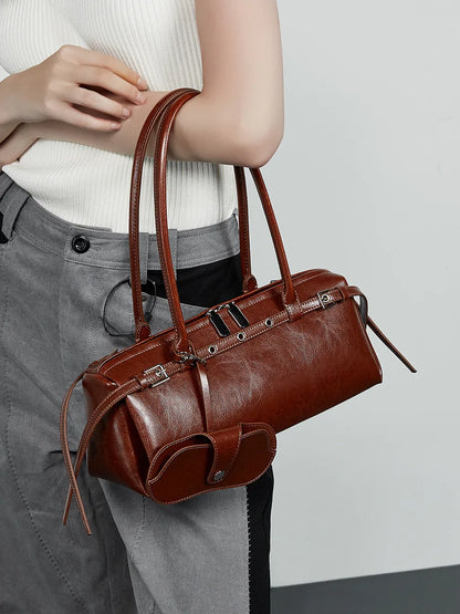 YANATARI underarm cowhide Genuine leather handbags women vintage shoulder bag female  luxury bag high quality long bag