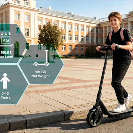 Monopattino Elettrico JUICEASE 15KM/H, Batteria 25V, Freno a Pedale, Motore 250W, Scooter Elettrico per Bambini, Idea Regalo