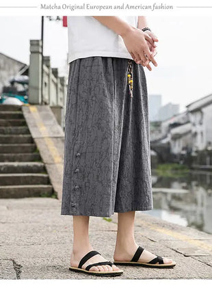 Pantaloni da samurai giapponesi Kimono da uomo Pantaloni casual in cotone retrò da uomo Pantaloni larghi casual Hip Hop Harajuku di alta qualità da uomo