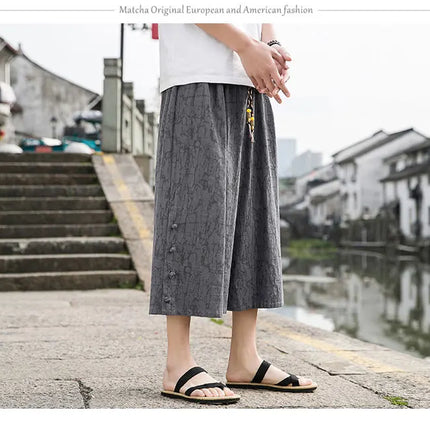 Pantaloni da samurai giapponesi Kimono da uomo Pantaloni casual in cotone retrò da uomo Pantaloni larghi casual Hip Hop Harajuku di alta qualità da uomo