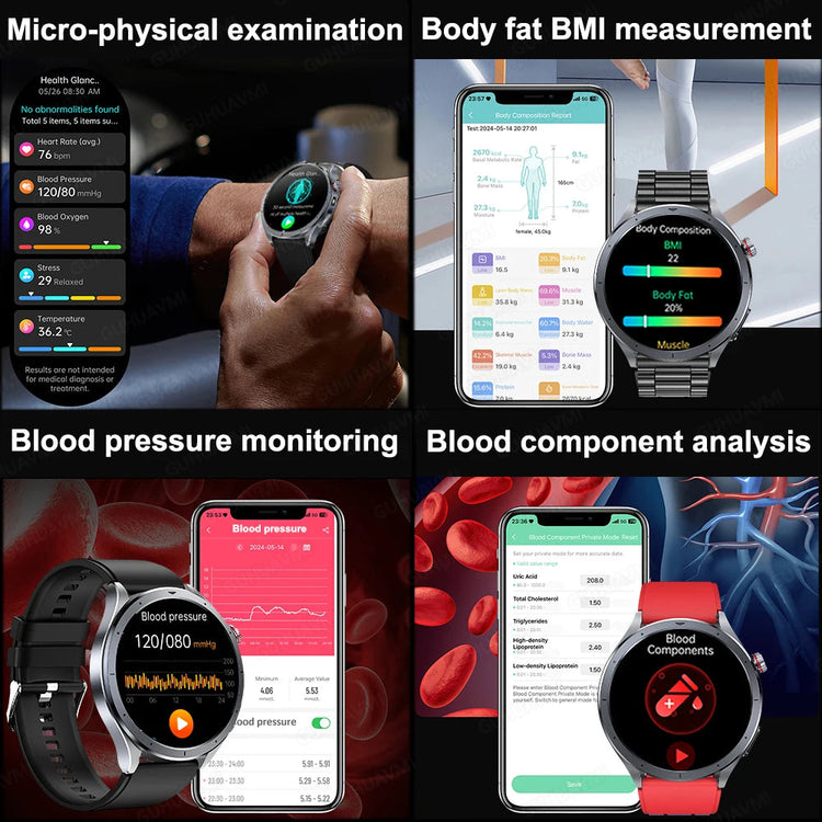 Nuovo Smartwatch 2026 per Analisi del Grasso Corporeo, ECG+PPG, Acido Urico, Pressione Sanguigna, Ossigeno nel Sangue, Orologio con Chiamate per Uomini e Donne platinumshop