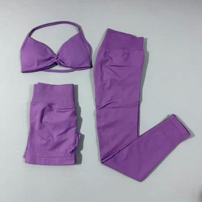 Yoga fitness set 3pcs Impact Gym Set Women Bras and Yoga Set High Waist Scrunch Seamless Shorts Fitness Clothes Activewear Work