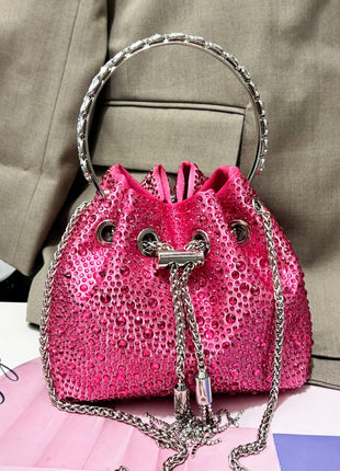 Handle Rhinestones Evening clutch Bag Purses and handbag luxury Designer shoulder bag Shiny Crystal Clutch purse bucket bag PlatiNum