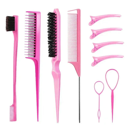 3-10pcs Hair Styling Comb Set Teasing Hair Brush Triple Teasing Comb Rat Tail Combs Edge Brush Hair Tail Tools Braid Tool Loop 2028