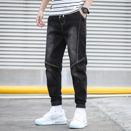 HIQOR Brand Men's Jeans Harem Denim Cargo Pants 2026 New Streetwear Jogger Hip Hop Cotton Trousers Male Blue Oversized 5XL 4XL PlatiNum