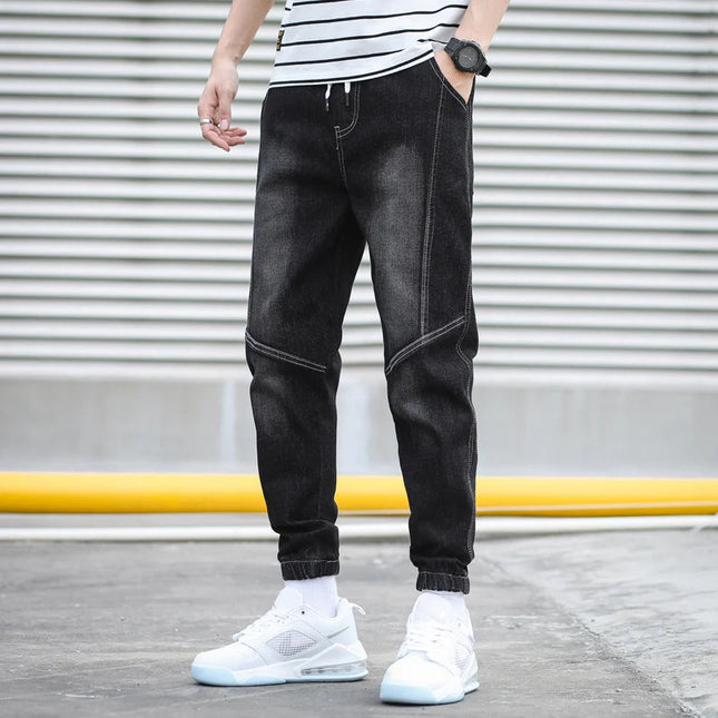 HIQOR Brand Men's Jeans Harem Denim Cargo Pants 2026 New Streetwear Jogger Hip Hop Cotton Trousers Male Blue Oversized 5XL 4XL PlatiNum