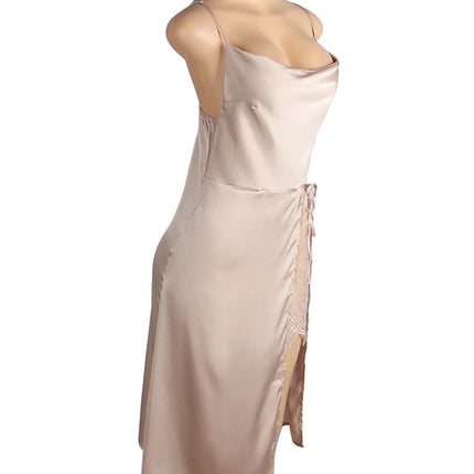 Comeondear Camicia da notte Donna sexy Curva Abito sottoveste in raso Set da notte senza schienale Pizzo Plus Size Lingerie XXXL Camicie da notte più sexy