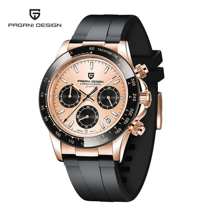 PAGANI DESIGN Nuovo Orologio da Polso al Quarzo da Uomo con Quadrante in Meteorite, Vetro Zaffiro, Cronografo, Impermeabile 100m, in Acciaio Inossidabile