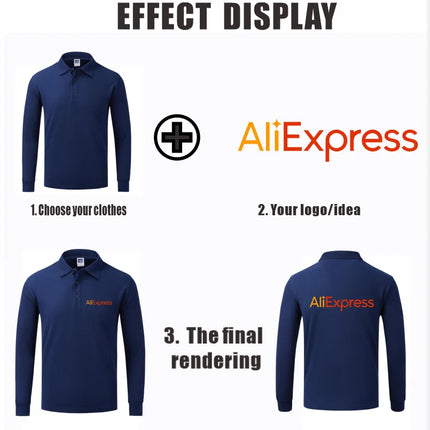 Long sleeve polo shirt in breathable cotton Personal Company Group Design Custom Logo print embroidery Casual men's and women's tops