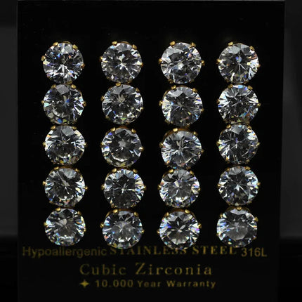 LUXUSTEEL 10 paia/set 3-10mm Orecchini in cristallo bianco trasparente per donna uomo Acciaio inossidabile Zircone CZ Piercing all'orecchio all'ingrosso platinumshop