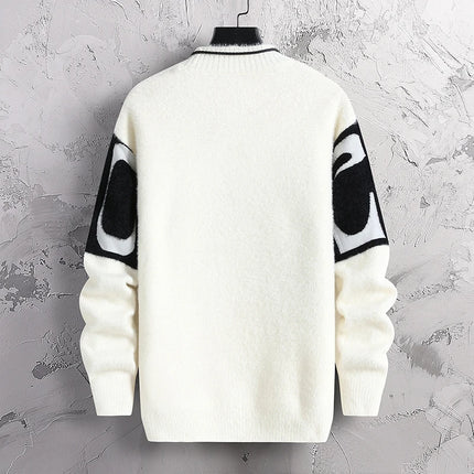 2023 New Fashion Patchwork digit Cashmere Sweater Men High Quality Comfortable Mens Sweaters Thick Warm Male Pullover