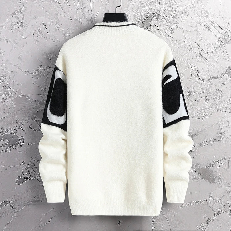 2023 New Fashion Patchwork digit Cashmere Sweater Men High Quality Comfortable Mens Sweaters Thick Warm Male Pullover