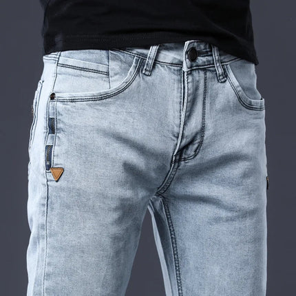 ICPANS Skinny Denim Jeans Men Slim Fit Stretch Mens Jeans Pant Gray Blue 2025 New PlatiNum