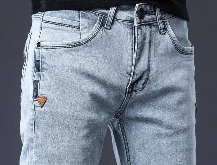 ICPANS Skinny Denim Jeans Men Slim Fit Stretch Mens Jeans Pant Gray Blue 2025 New PlatiNum
