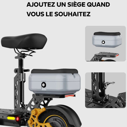 Monopattino Elettrico 1200W, Autonomia 80km, Batteria 48V 20.8Ah, Freni Idraulici, Pieghevole, con Sedile e Vano Portaoggetti, Pneumatici 11"/10"
