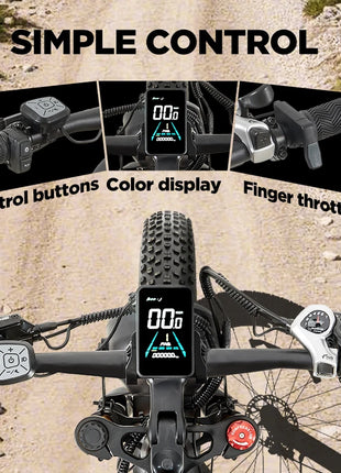 BURCHDA RX80 Bicicletta Elettrica per Adulti, Motore 1000W, Batteria 48V20AH960WH, E-bike con Pneumatici Fat da 26 Pollici per Tutti i Terreni, 45KM/H, E-Mountain Bike