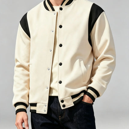 Men Color Block Varsity Jacket Fleece Lined Long Sleeve Button Baseball Coat Retro Swag Streetwear Casual Outerwear Y2K Clothes
