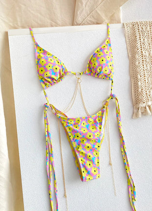 Catene a triangolo sexy Set bikini Micro perizoma Costume da bagno donna Costume da bagno Biquini Fasciatura Costumi da bagno Stampa Costumi da bagno Perizoma Bikini platinumshop