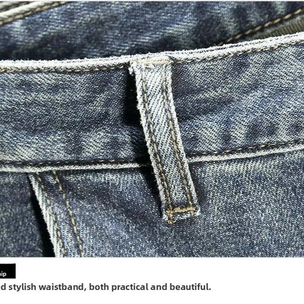 2025 Spring Autumn Korean Luxury Clothing New Cargo Brand Tooling Jeans Men's Slim High Street Men's Splicing Patch Trousers PlatiNum