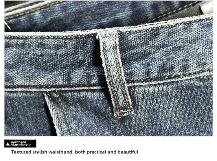 2025 Spring Autumn Korean Luxury Clothing New Cargo Brand Tooling Jeans Men's Slim High Street Men's Splicing Patch Trousers PlatiNum