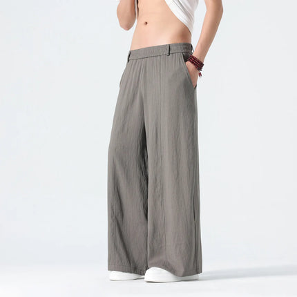 Pantaloni a gamba dritta da uomo in cotone e lino, stile retrò, larghi, leggeri, sottili, stile Nepal, comodi, stile Harajuku, taglie forti fino alla 5XL
