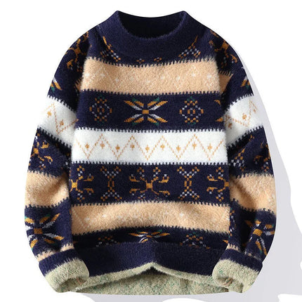 High Quality Sweater New Fashion Trend Printed Thickened Warm Knitted Sweater Autumn/winter Men's Casual Loose Sports top